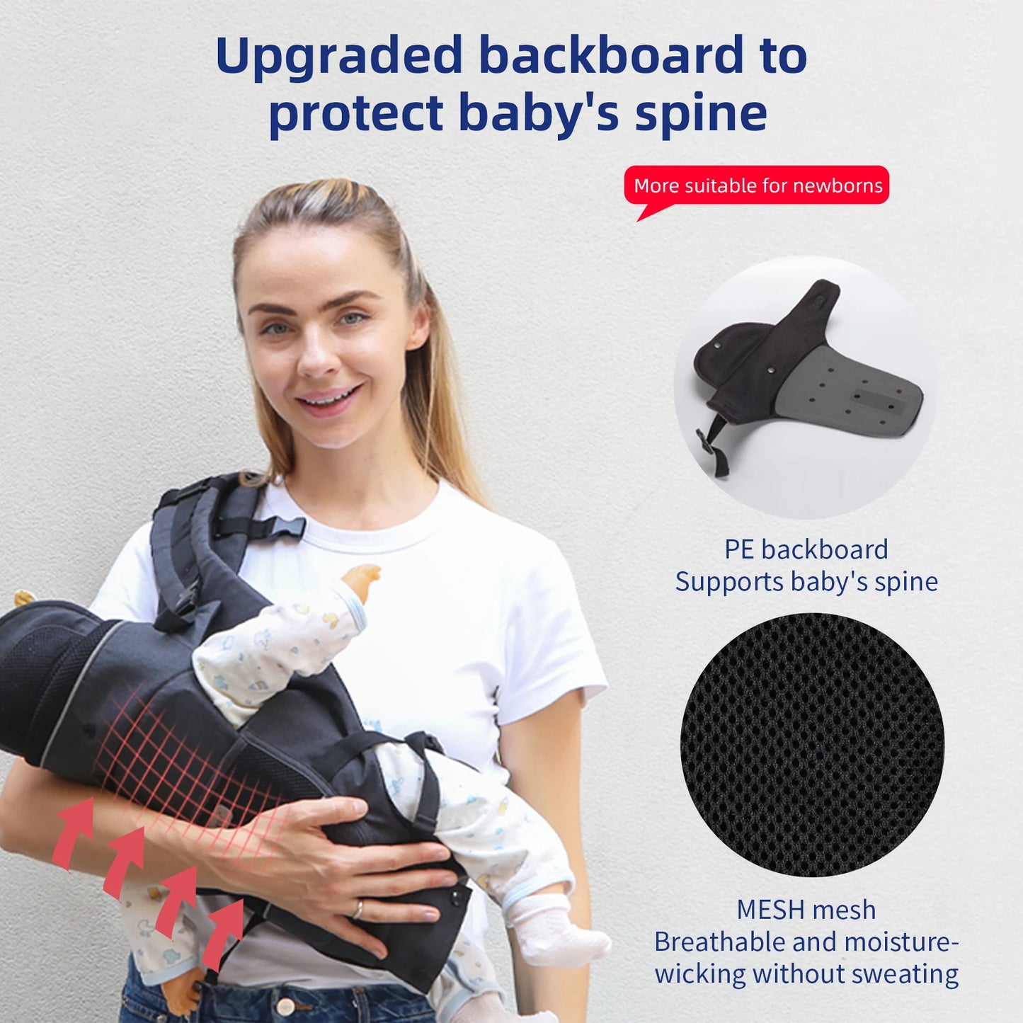 13 In 1 Baby Growth Carrier Newborn to Toddler 0-44 Lbs Ergonomic Infant Carrier with Removable Plate  Reflective Strips