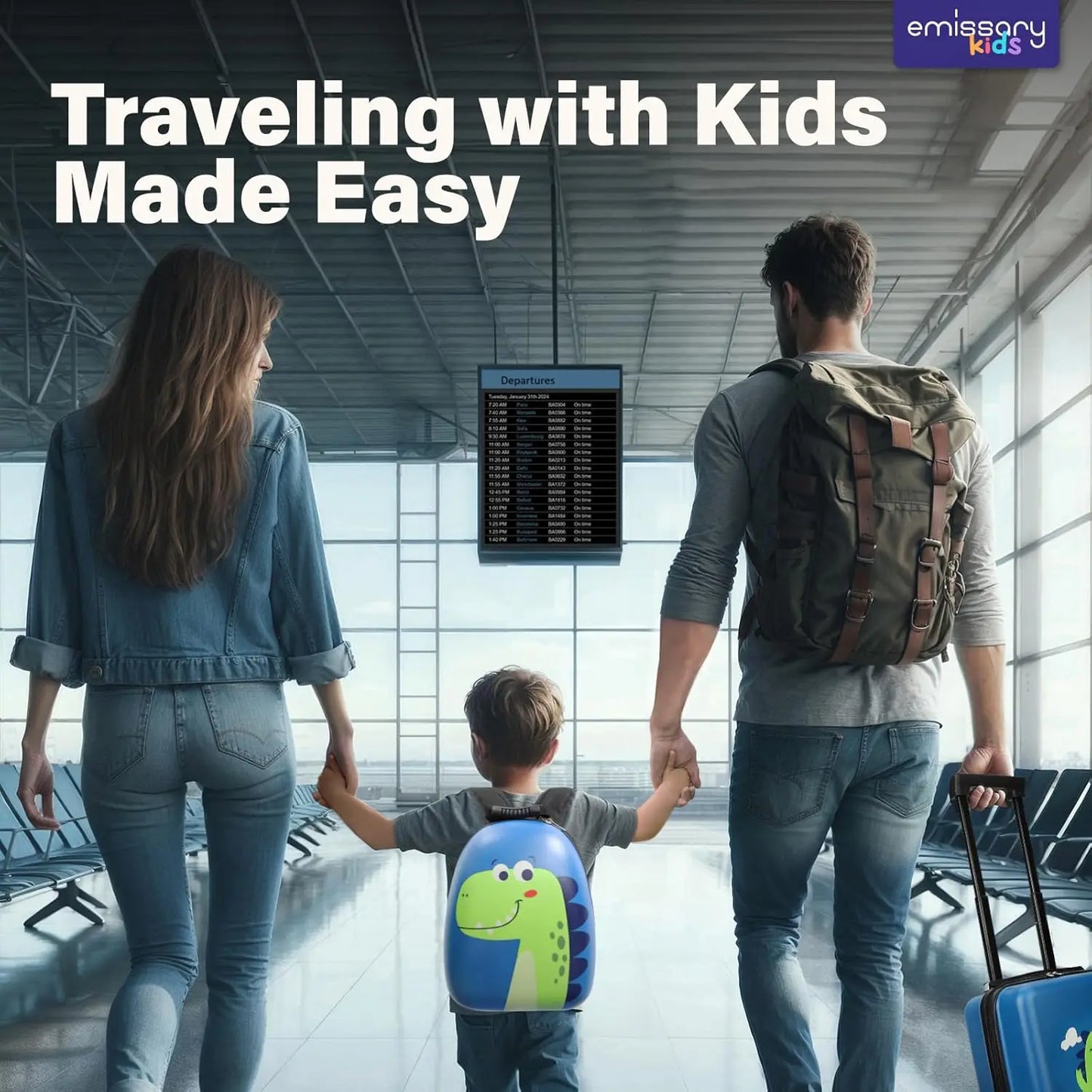 Dinosaur Kids Suitcase Set with Wheels and Backpack, 18" Hardside Luggage for Boys Age 3-8, Airline Approved Travel Gift