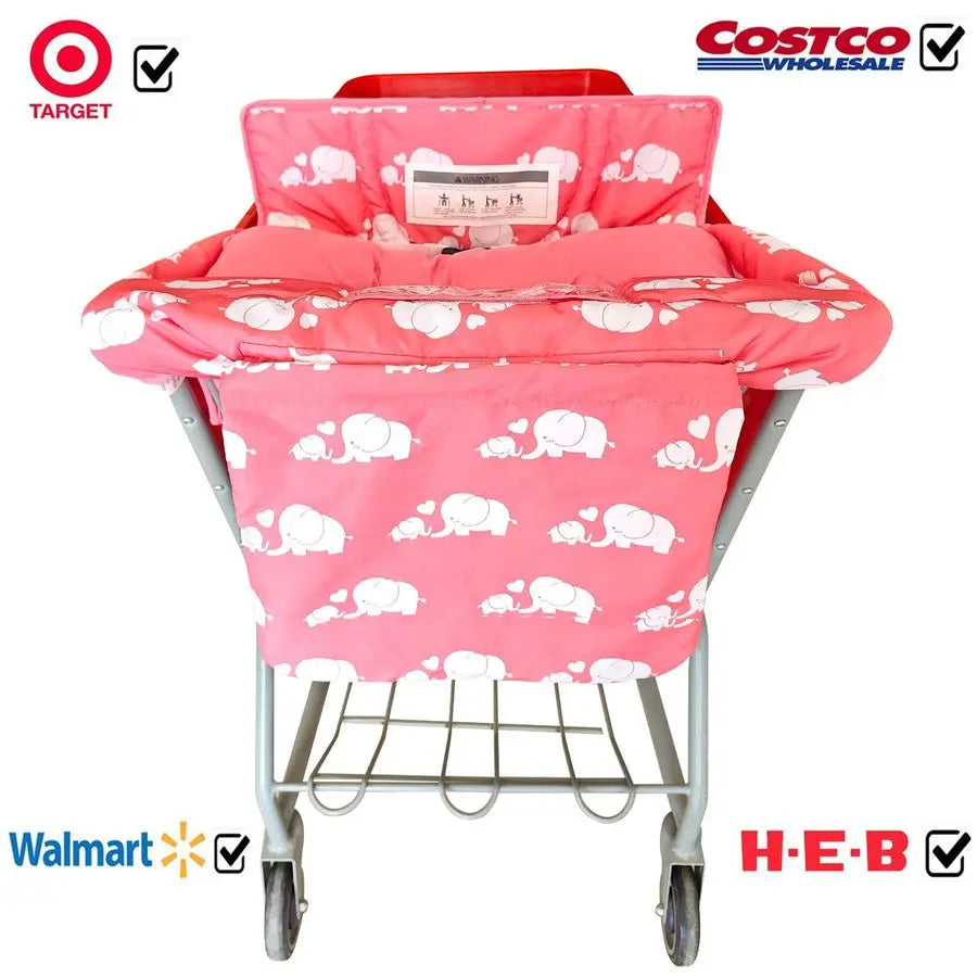 Soft Pillow Attached 2in1 Shopping Cart and High Chair Cover for Baby, Cotton Padded Cart Cover, Foldn Roll Style.