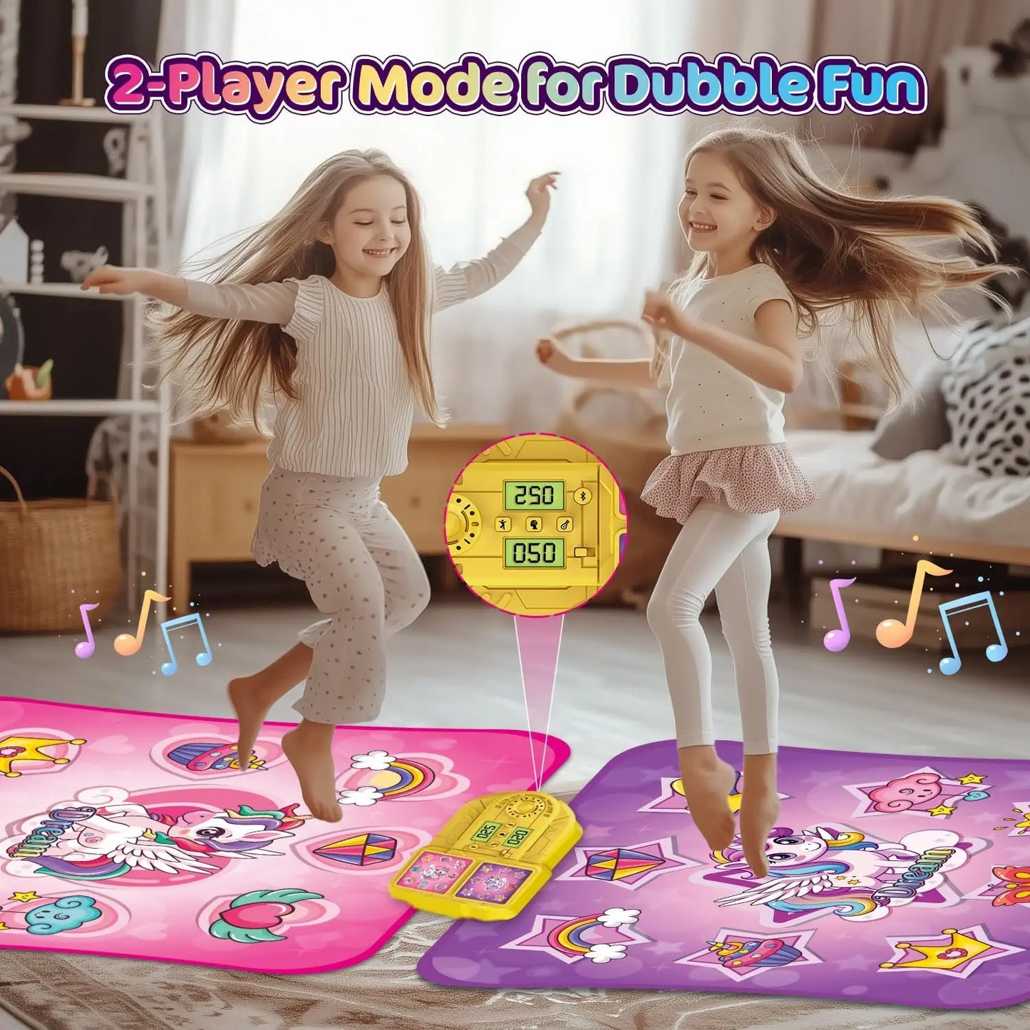 Unicorn Dance Mat x2 Toys for Girls 9-Level Dancing Game Indoor Outdoor Music Play Mat Christmas Gifts for Kids Ages 3+