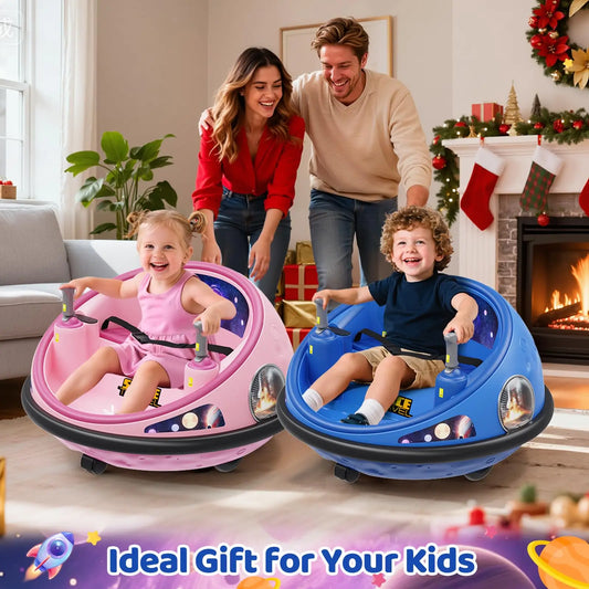 360° Spinning Kids Electric Bumper Car With Remote Control LED Lights Soft Bumper Indoor Outdoor Amusement Ride-on Toy