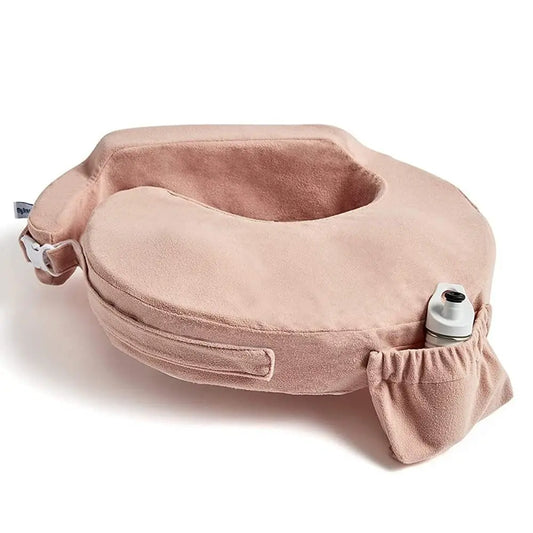 Deluxe Nursing Pillow with Slipcover - Ergonomic Support for Mom & Baby, Adjustable with Side Pocket in Soft Rose