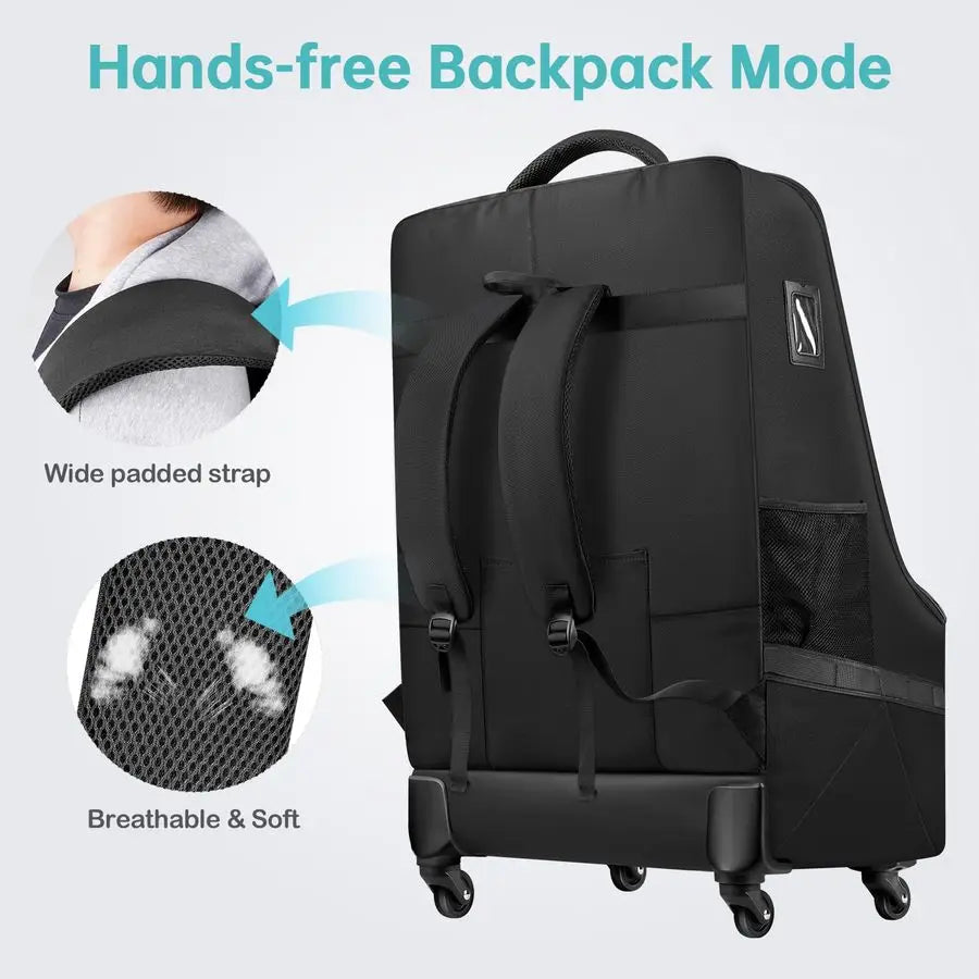 Padded Car Seat Travel Bag for Airplane with Wheels,Heavy Duty Carseat Bags for Air Travel,Rolling Airport Gate Check Bag,Travel