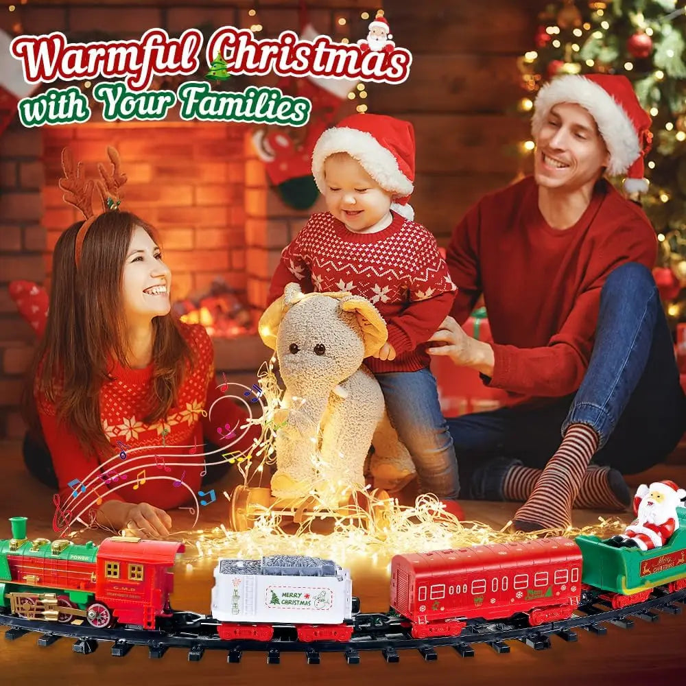 Hanging Christmas Train Set Toy Light and Sound Train Around Christmas Tree Decoration Gift Indoor Home Toys for Kids