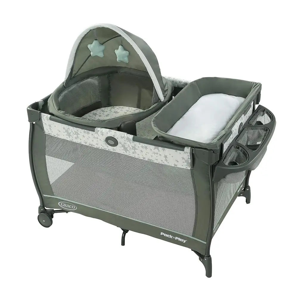 Portable Travel Bassinet with UV Protection, Full-Size Bed, and Diaper Station