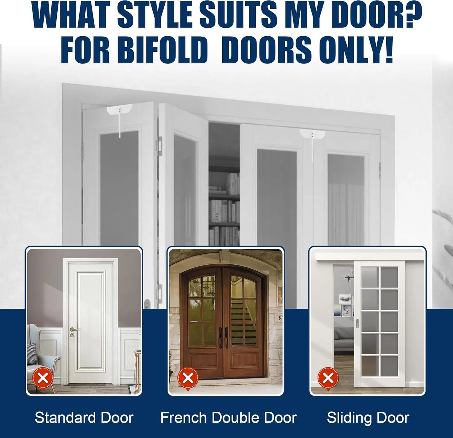 Child and Pet Proof Bifold Door Locks, Installation-Free Metal Cabinet Safety Locks, 4 Pack