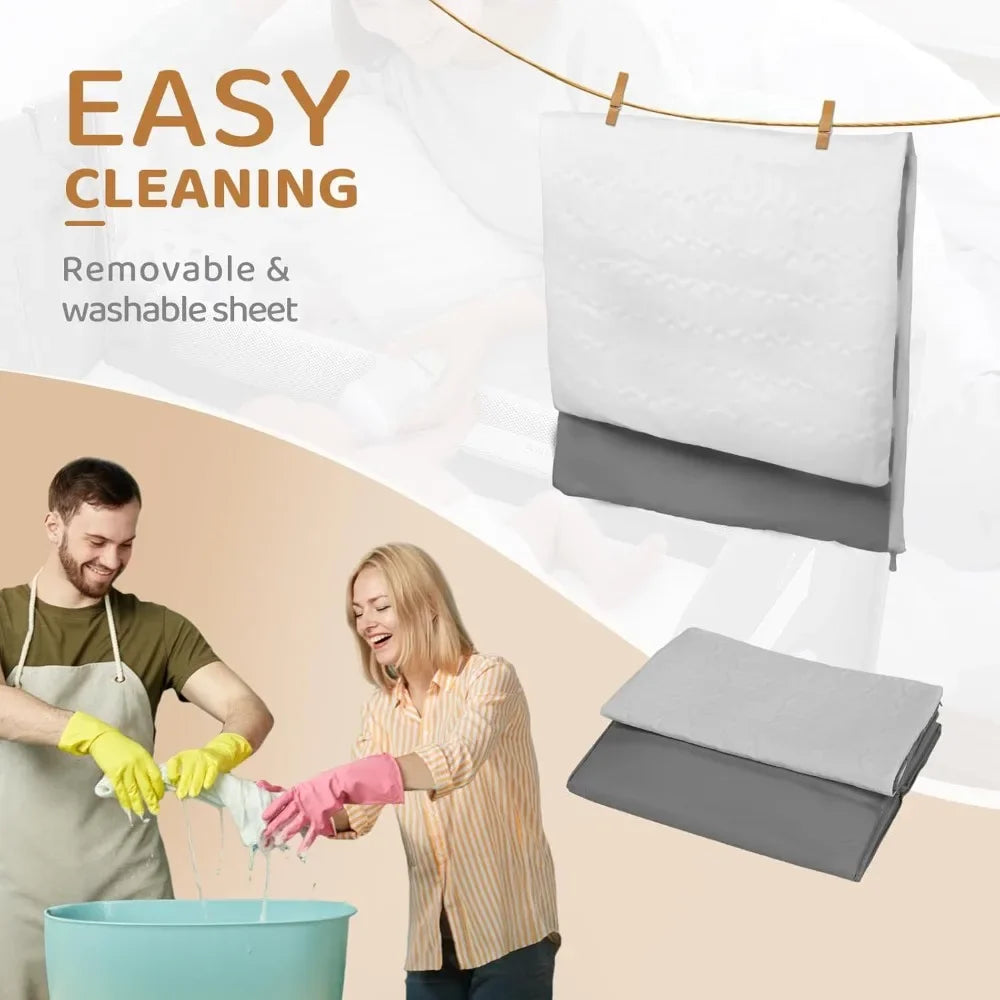 Baby Bedside Bassinet, Baby Bassinet, Pack n Play Convert Playpen, Quick Foldable Travel Bed with Toy, Wheels & Brake, Carry Ba