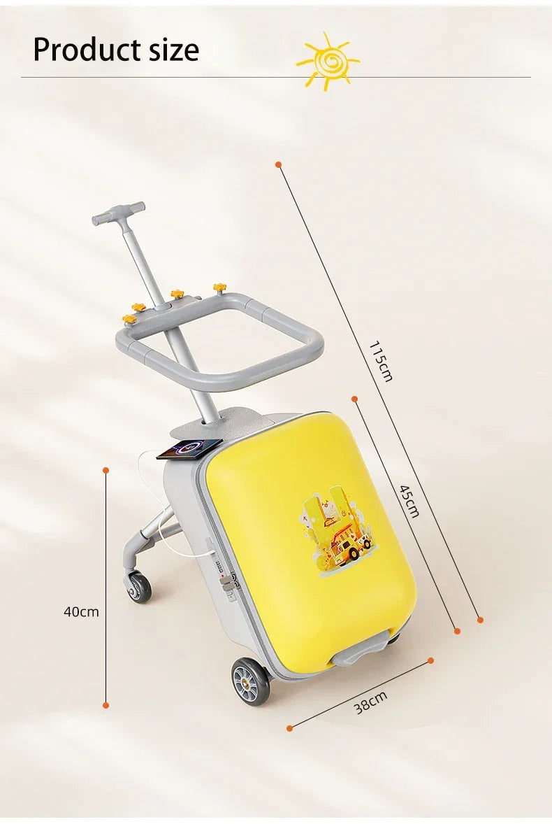 Kids Travel Trolley Suitcase Children Luggage Pulling Cart Travel Seat Carrier Bag Riding Suitcase for Baby Carry-On Luggage