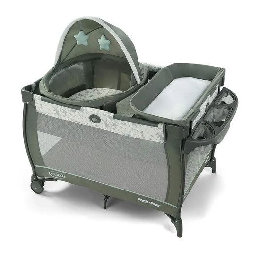 Portable Travel Bassinet with UV Protection, Full-Size Bed, and Diaper Station