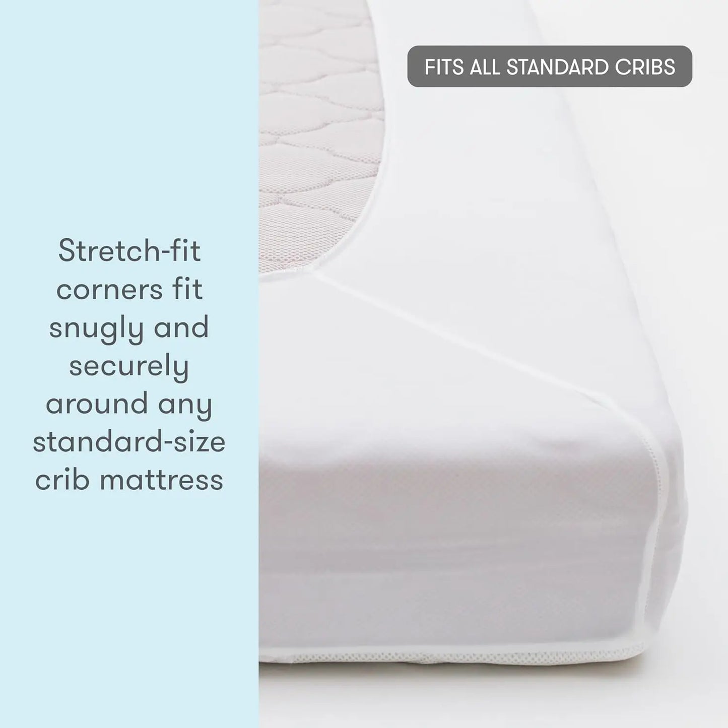 Ultra-Breathable Waterproof Crib Mattress Pad with Quilted Layer and Universal Fitted Skirt | Machine Washable Protector, 1 Pack