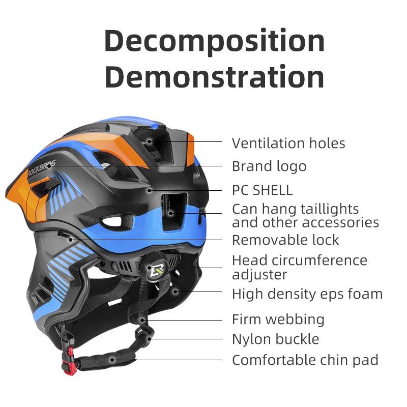 Child Cycling Helmet Impact Resistant Cross Helmet Detachable Full Face Helmet Safety Protection Bicycle Scooter Helmet