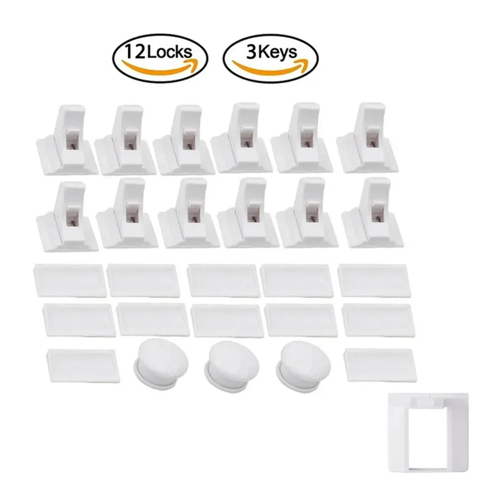Magnetic Child Proof Locks - Set of Invisible Cabinet Latches and Drawer Clips for Baby Safety