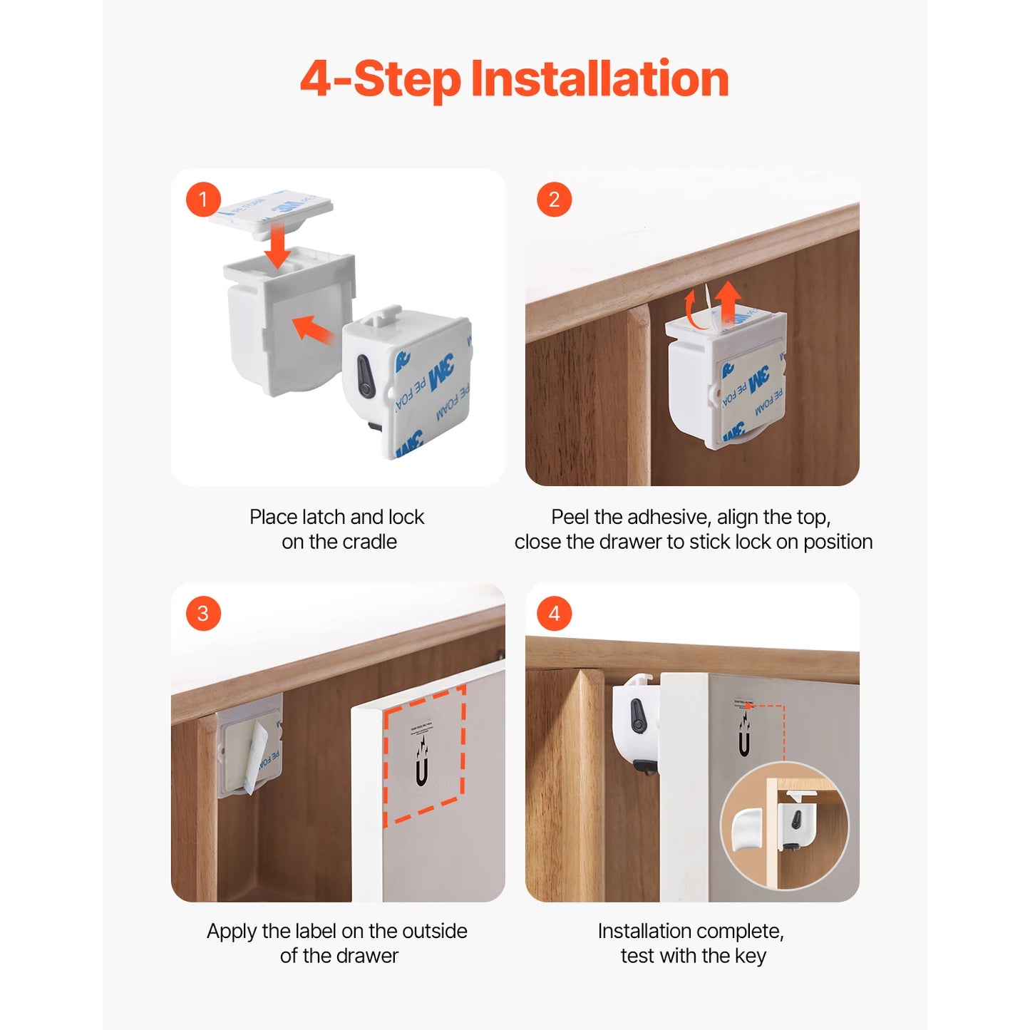 Child Safety Magnetic Cabinet Locks 20 Packs Baby Proofing Cabinet Locks with 4 Keys & 4 Holders 2 Installation Choice