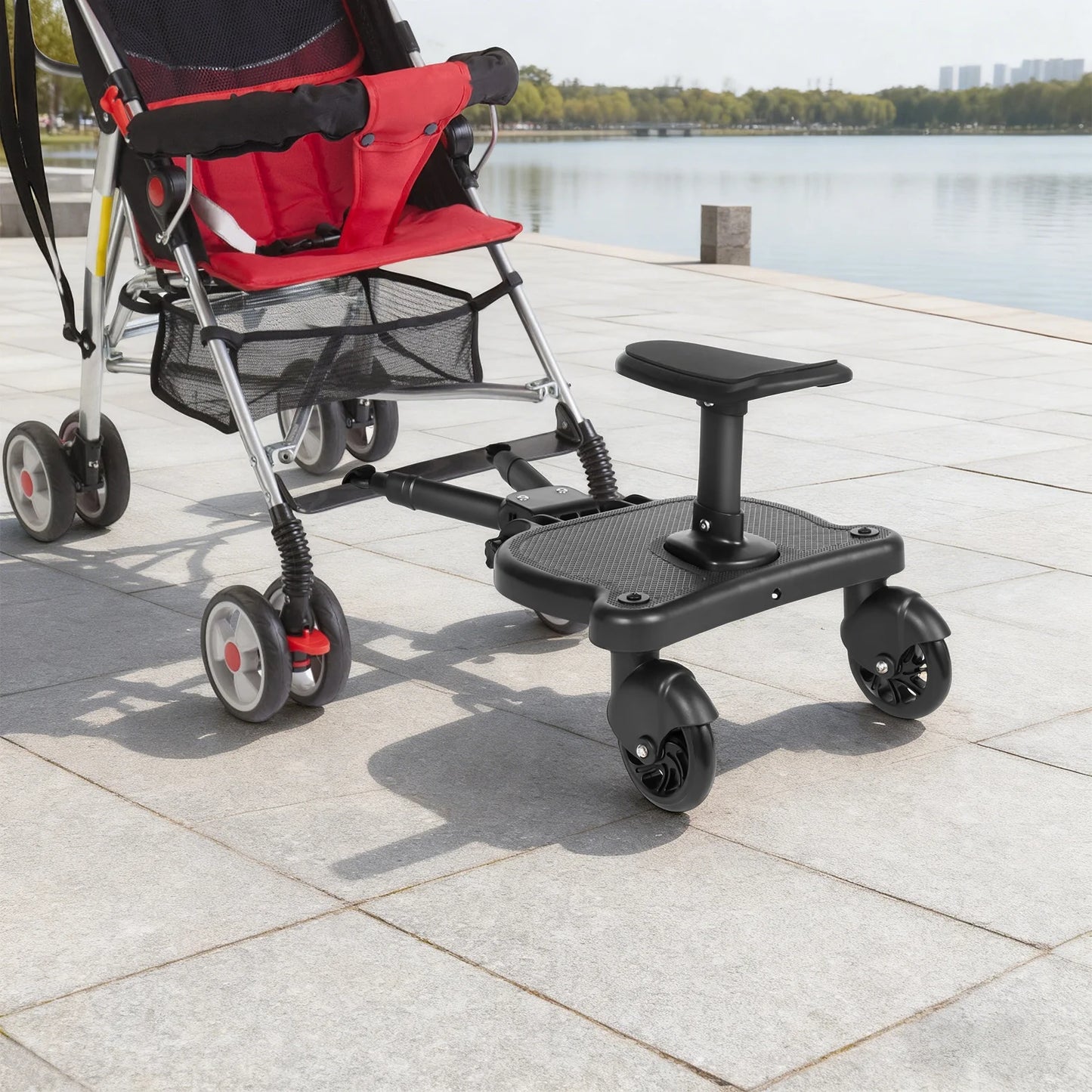 Children Stroller Pedal Adapter Second Child Kids Standing Plate and Seat 25kg Compatible with Most Strollers