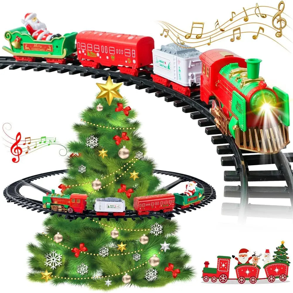 Hanging Christmas Train Set Toy Light and Sound Train Around Christmas Tree Decoration Gift Indoor Home Toys for Kids