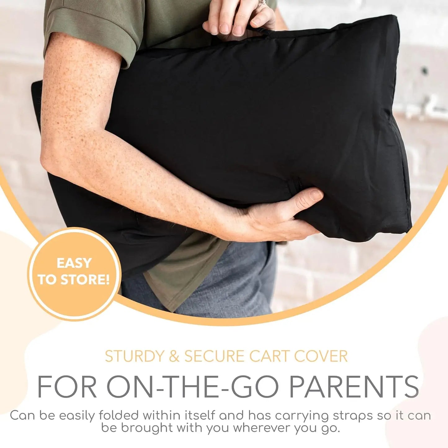 Universal Baby Shopping Cart and High Chair Cover with Storage Pouch, Black - Safe, Comfortable Fit for Toddlers