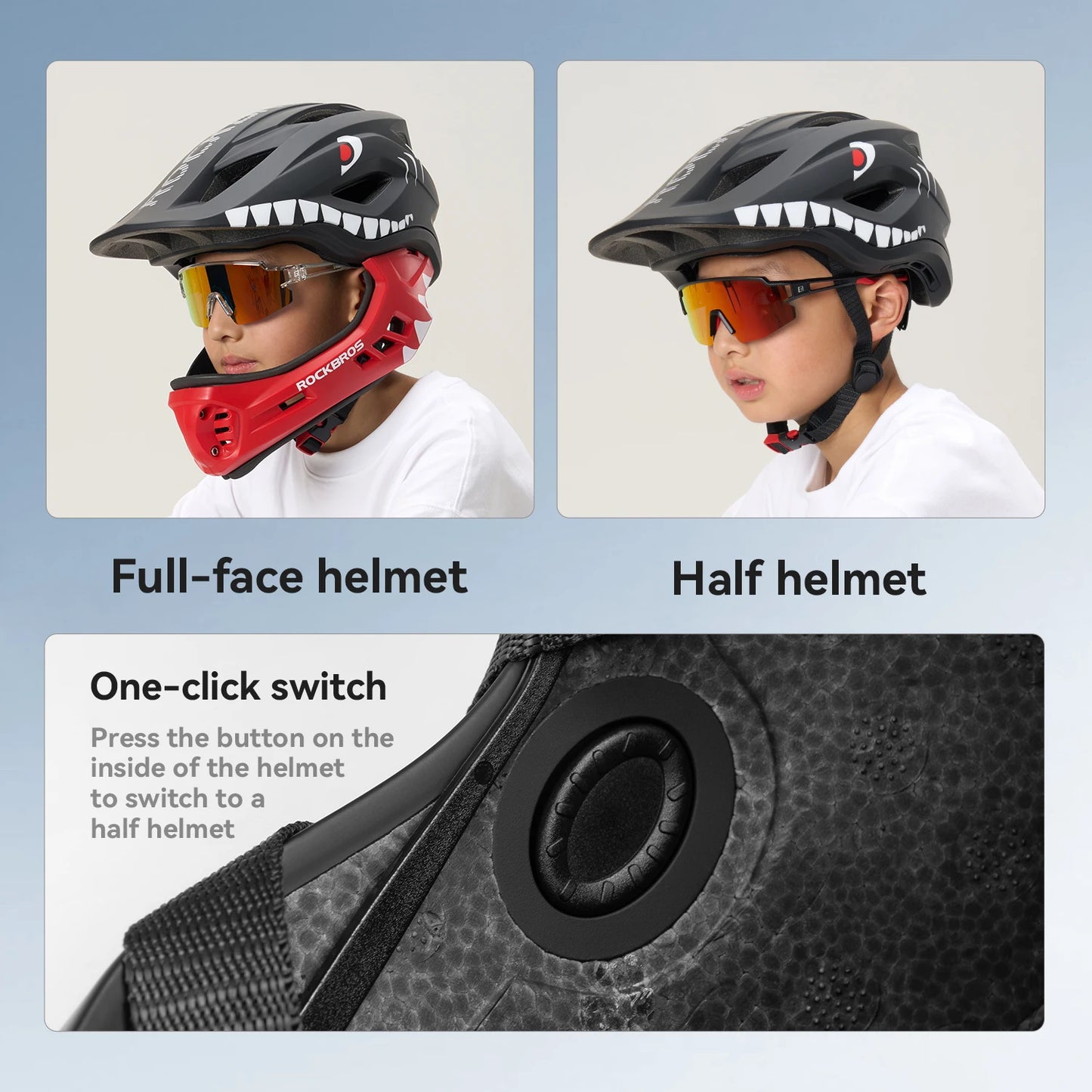 Child Cycling Helmet Impact Resistant Cross Helmet Detachable Full Face Helmet Safety Protection Bicycle Scooter Helmet