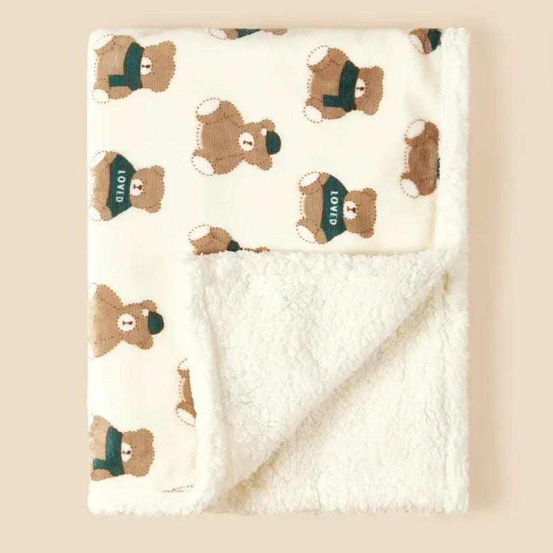 Winter Baby Blanket Swaddle Wrap Flannel Lamb Fleece Warm Quilt for Newborn Bedding Soft Baby Stroller Blanket for Newborn