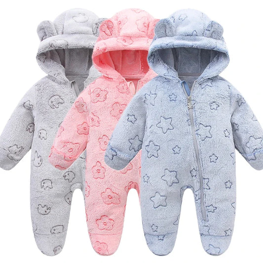 Soft Newborn Baby Clothes Flannel Autumn Winter Baby Boys Girls Jumpsuit Cartoon Newborn Bodysuit Warm Rompers for Babies 0-12M