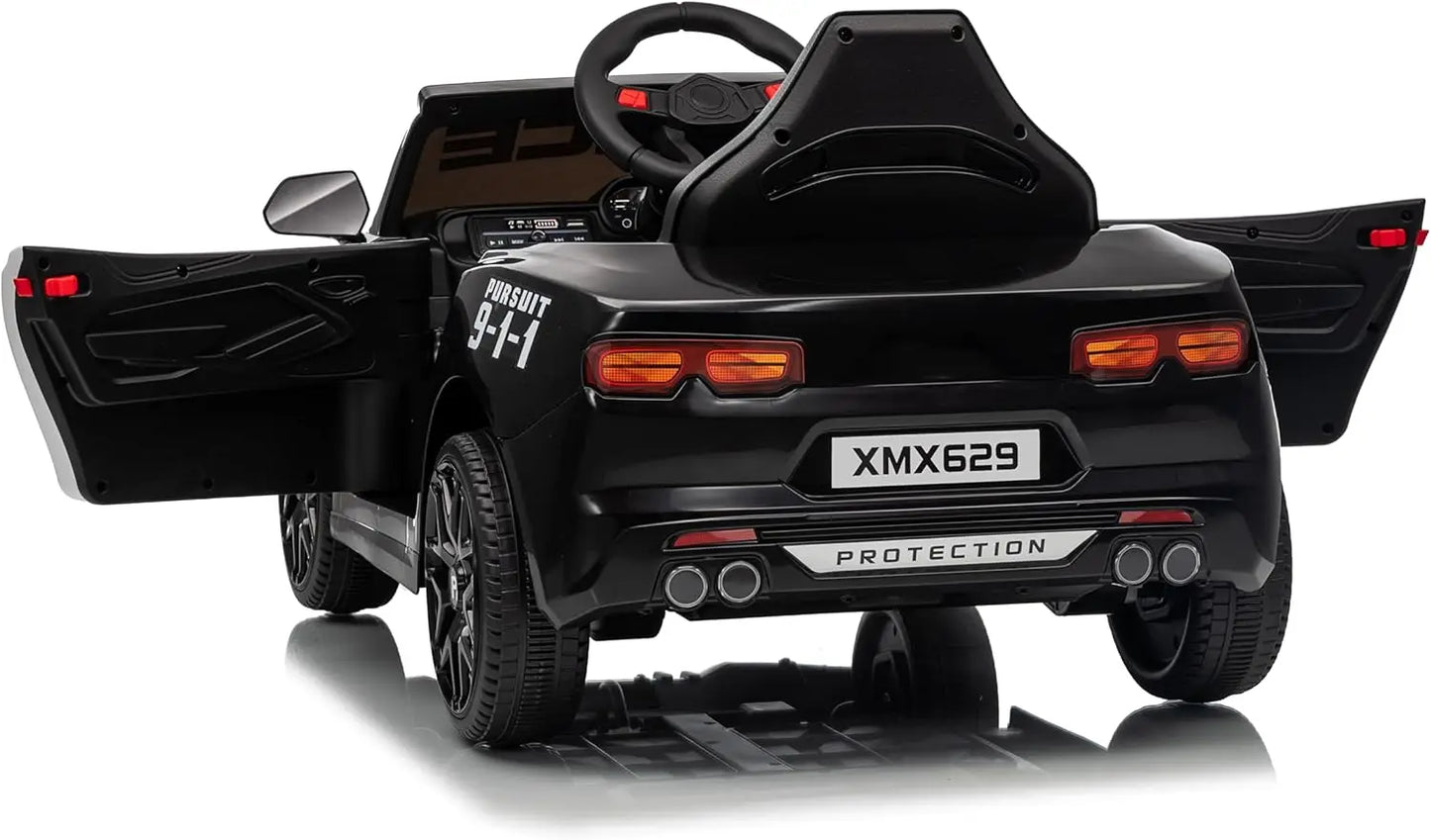 12V Police Car Electric Ride on Vehicle Cop Cars for Big Kids with Remote Control, Emergency Alert Tones, Flashing Lights, Music