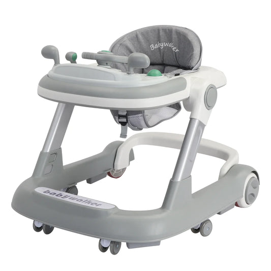 Foldable Baby Activity Walker, Push Walker with Removable Feeding Tray and Music Tray(without batteries) for 6 Months & Up Baby
