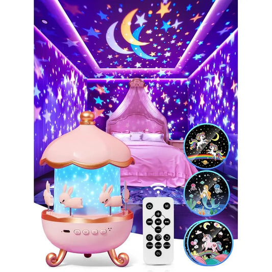 Carousel Night Light for Kids, 15 Music, 15 Films, 315 Colors Star Projector for Kids Night Light Projector With Remote Control