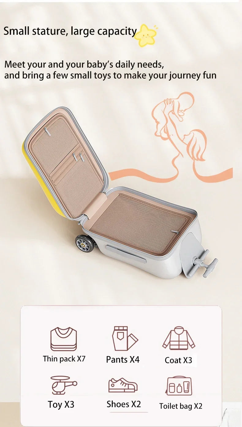 Kids Travel Trolley Suitcase Children Luggage Pulling Cart Travel Seat Carrier Bag Riding Suitcase for Baby Carry-On Luggage