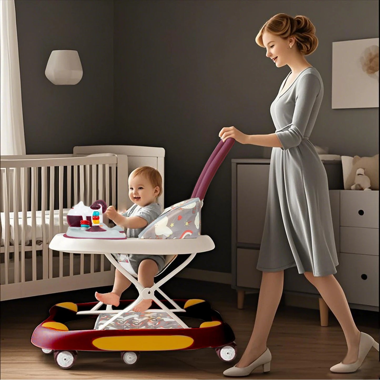 Baby Multi-Functional Comfortable Walker With Awning Anti-Rollover Baby Walker Can Sit Adjust And Shake The Walker For Boy & Girls
















 Girls