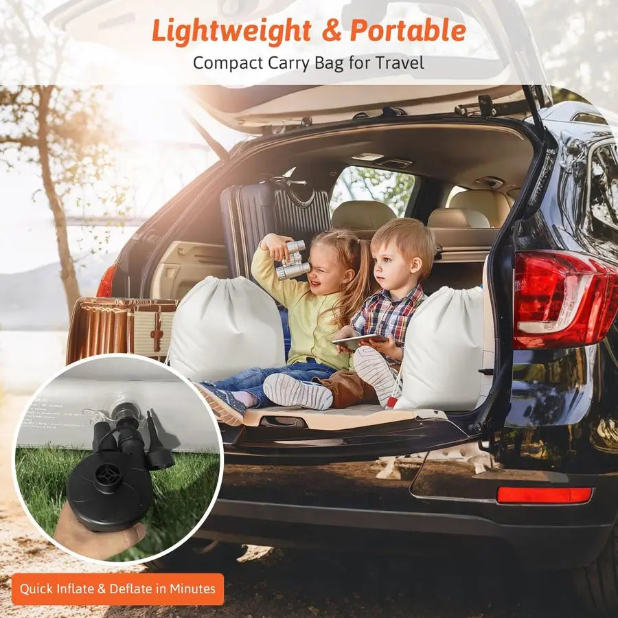 Toddler Travel Bed with Tent Foldable Portable Toddler Bed Cot Blow Up Kids Air Mattress with Safety Bumper, Pump Carry Bag Indo