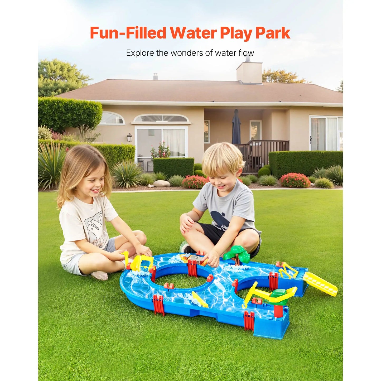 Water Play Table Children's Outdoor Beach Toy with 39PCS Accessories Summer Water Park Playset for Kids Activity