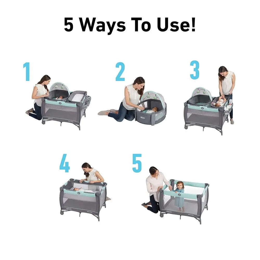 Portable Travel Bassinet with UV Protection, Full-Size Bed, and Diaper Station