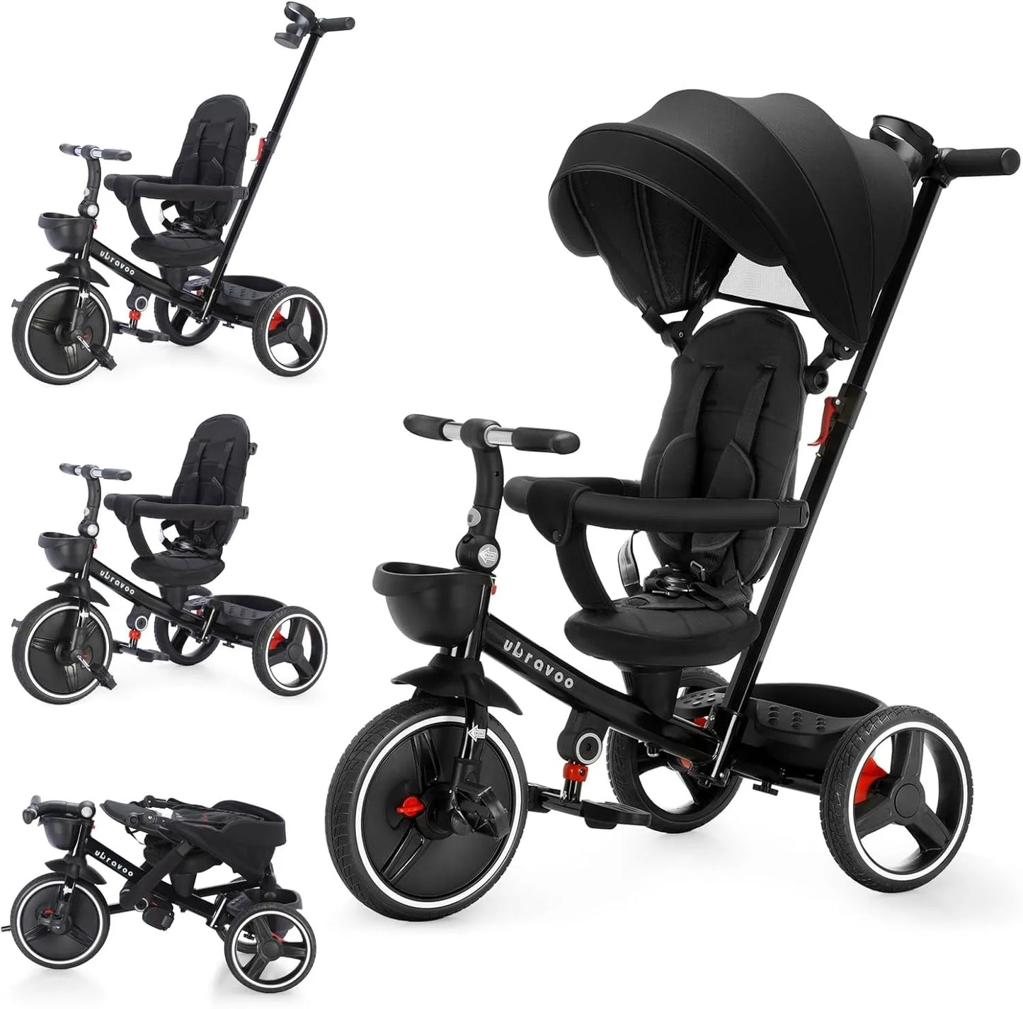 Baby Stroller Tricycle Ride Bike , 5-in-1, Adjustable Canopy, Sitting & Lying, Disassembly & Assembly.