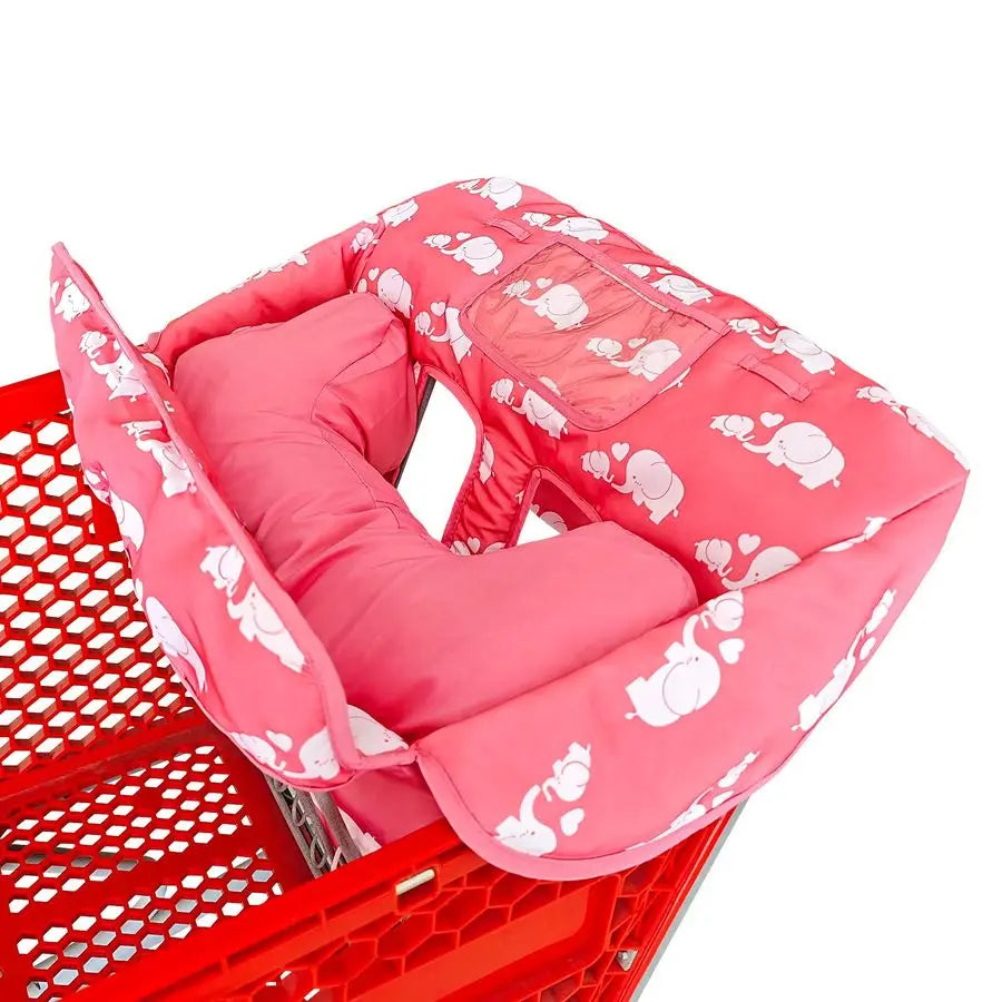 Soft Pillow Attached 2in1 Shopping Cart and High Chair Cover for Baby, Cotton Padded Cart Cover, Foldn Roll Style.