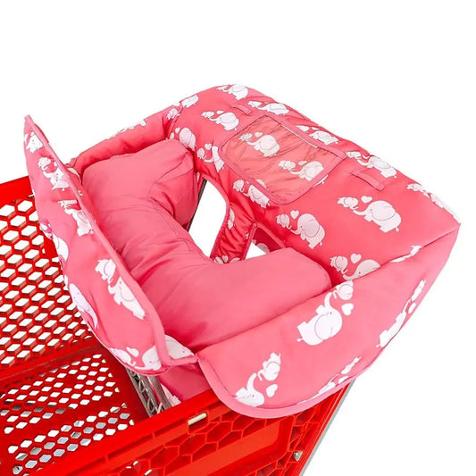 Soft Pillow Attached 2in1 Shopping Cart and High Chair Cover for Baby, Cotton Padded Cart Cover, Foldn Roll Style.