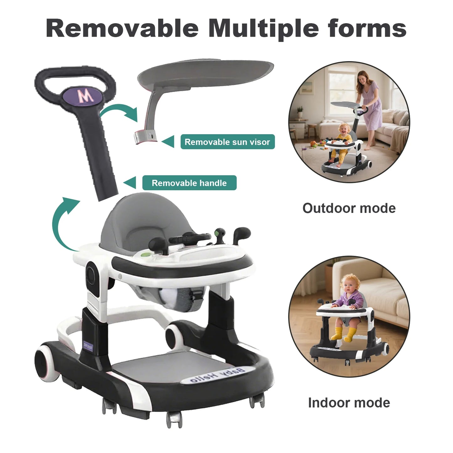 2025 Multifunctional Baby Walker With Sunshade and Seat Kids Anti-Rollover Adjustable Music Stroller Mother Baby Supplies Toys