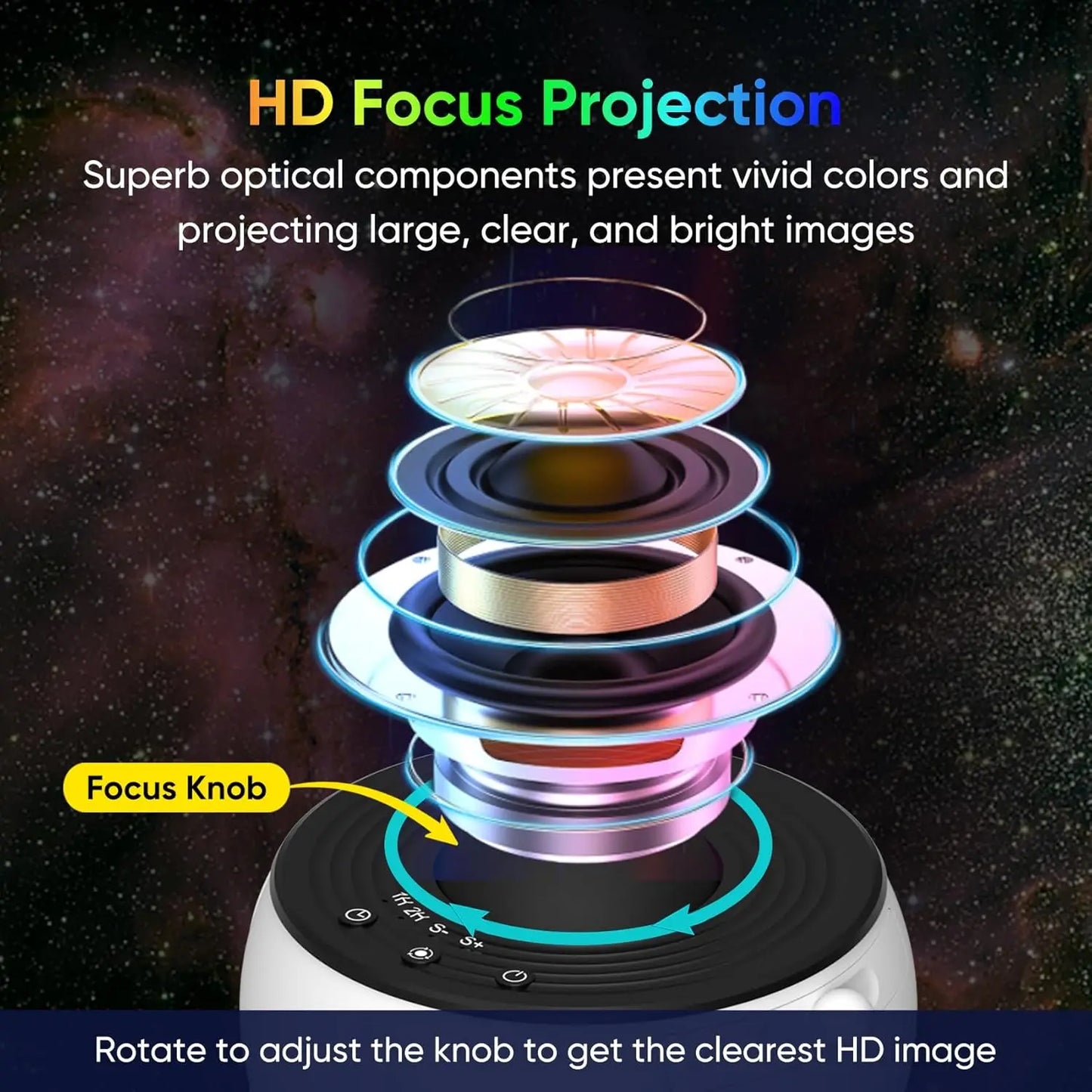 Galaxy Projector for Bedroom, HD Image Star Projector, Adjustable Galaxy Light Knob, 13 Film Discs, Planetarium Projector for Kids