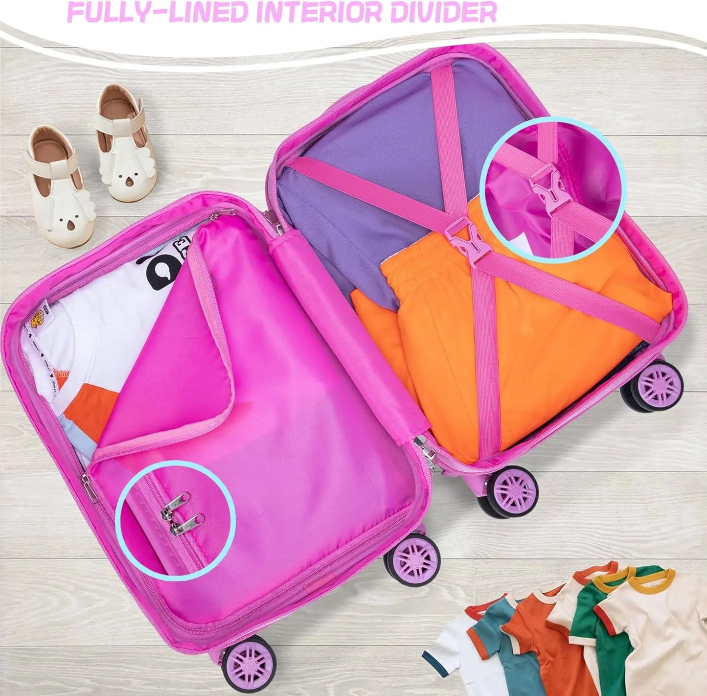 Pink Mermaid Kids Luggage Set: 5-Piece Hardside Suitcase with Spinner Wheels, Airline Approved