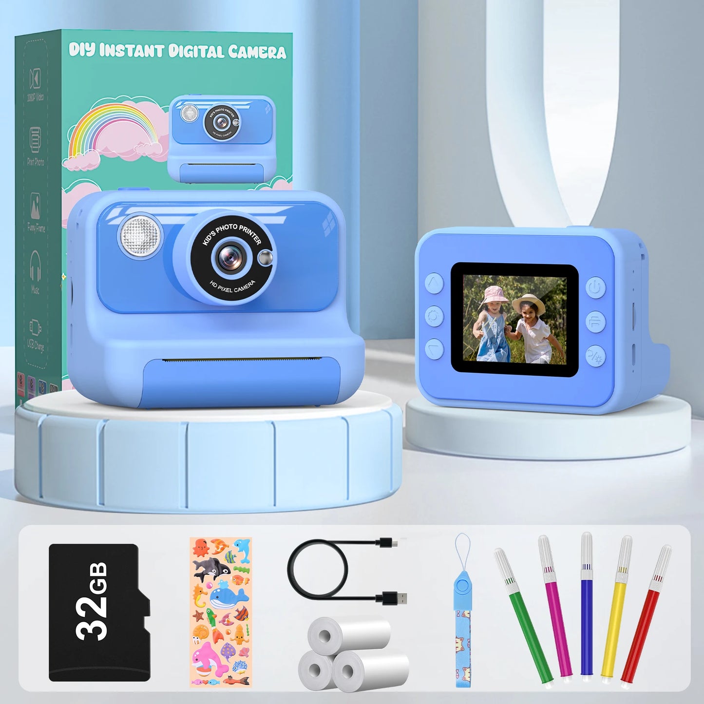 Kids Camera Instant Print 1080P HD Thermal Printing Camera 2.4 Inch Mini Digital Camera Toy