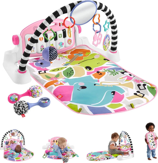Baby Musical Toy Set with Glow & Grow Kick & Play Piano Gym and Rattle Maracas for Newborns Ages 0+ Months