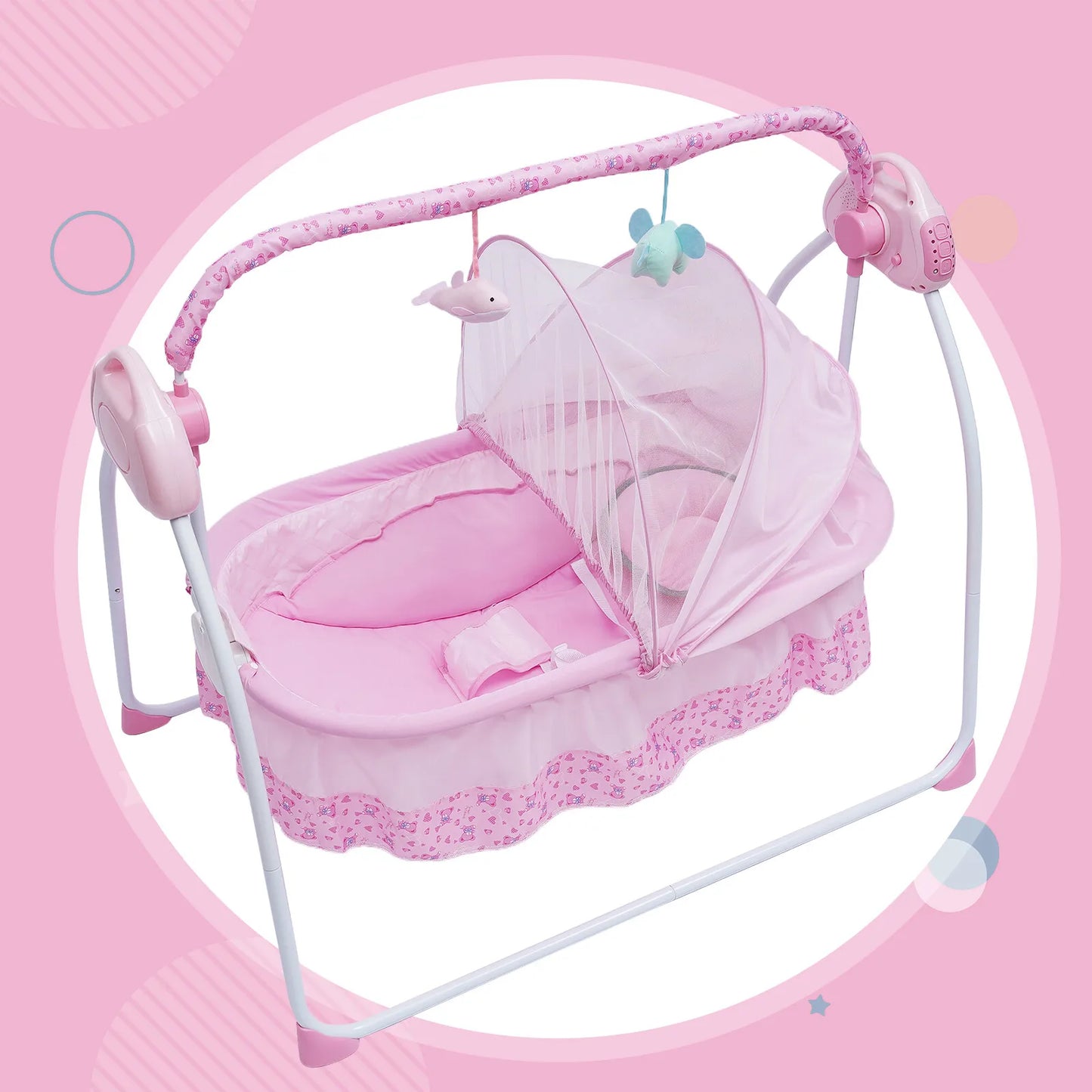 Electric Kids Crib Cradle Auto Swing Newborn Bassinet Sleep Bed Kids Bluetooth
