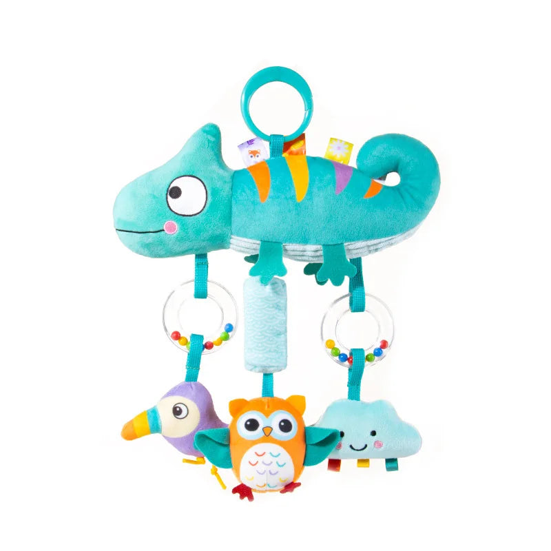 Babies Stroller Rattles Toy Jingle Travel Toy Hand Rattles With Cartoon Design Jingle Toy Portable Soft Grip for Newborns Gifts