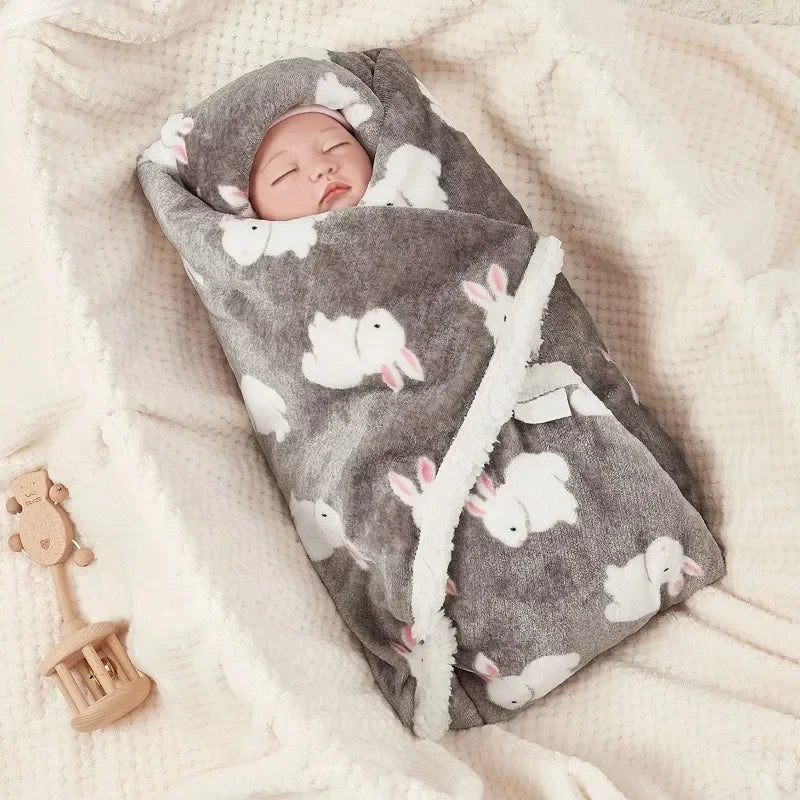 Winter Baby Blanket Swaddle Wrap Flannel Lamb Fleece Warm Quilt for Newborn Bedding Soft Baby Stroller Blanket for Newborn